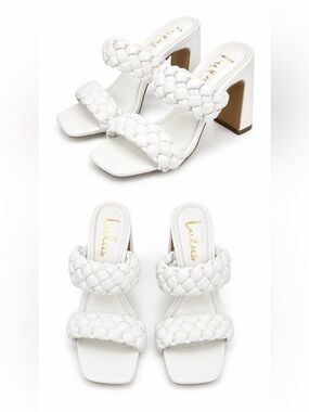 Lulu's White Braided Double-Strap heel